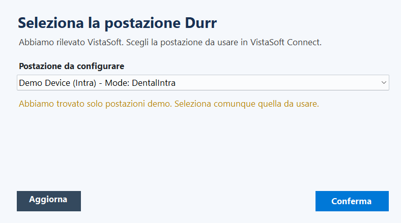 Selezione postazione VistaSoft