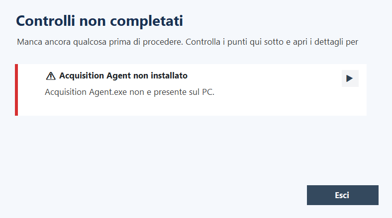 Schermata errori compatibilità
