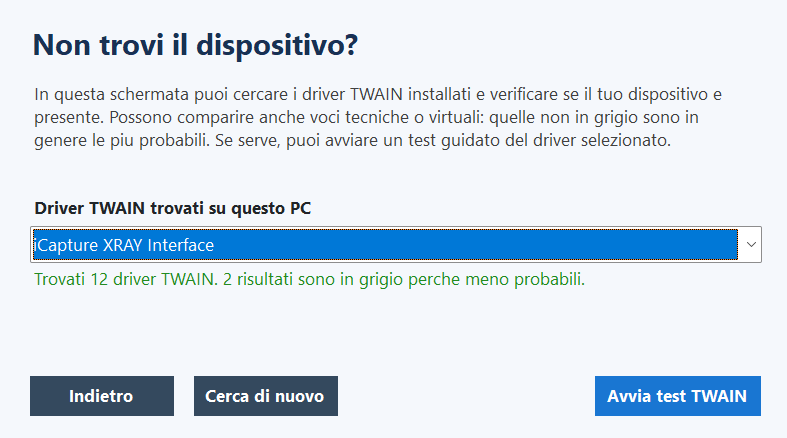 Test TWAIN in corso